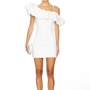 Elegant White Ruffled One-Shoulder Dress